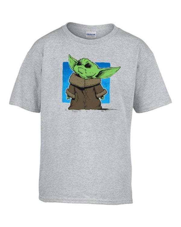 Baby Yoda kék háttér mintás gyerek póló