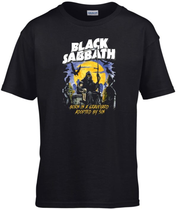 Black Sabbath Born In A Graveyard mintás gyerek póló