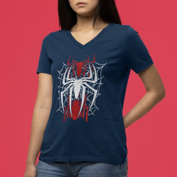 Pókember 3 logo mintás női V-nyakú póló