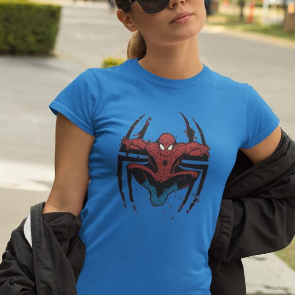 Pókember ugrik logo mintás női póló