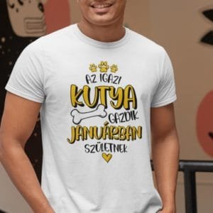 Férfi póló Az igazi kutya gazdik ... születnek