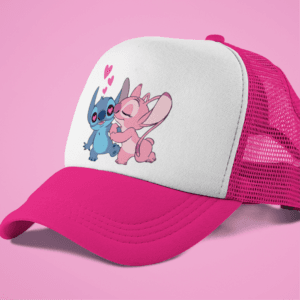 Stitch and Angel kiss and hearts baseball sapka