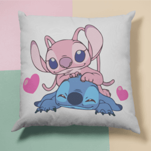 Angel és Stitch szivecskés párna