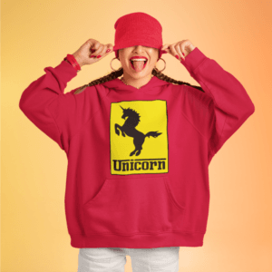 Unicorn-Ferrari kapucnis pulóver