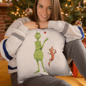 Grinch gömbös kutyás párna