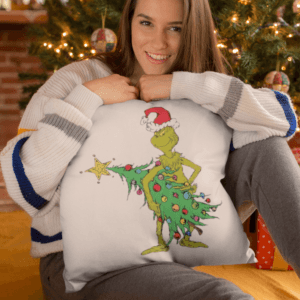 Grinch karácsonyfával párna