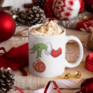 Grinch kéz NO üveggömbbel bögre