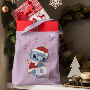 Hógömbös Stitch vászontáska