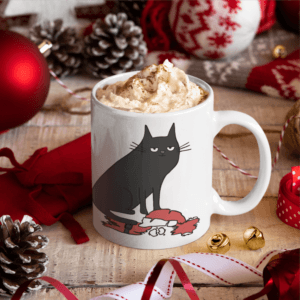 Santa black cat bögre