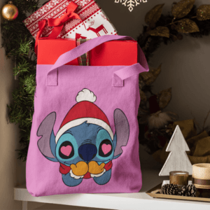 Télapós sapkás Stitch vászontáska