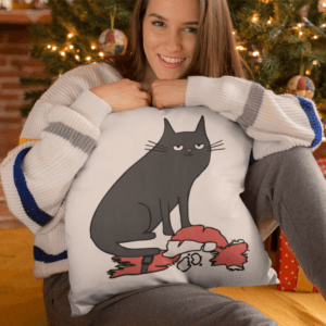 Santa black cat párna