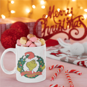 Adventi koszorús Grinch bögre