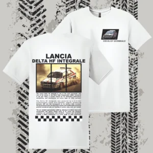 Fehér Lancia Delta HF Integrale rallyautós férfi póló